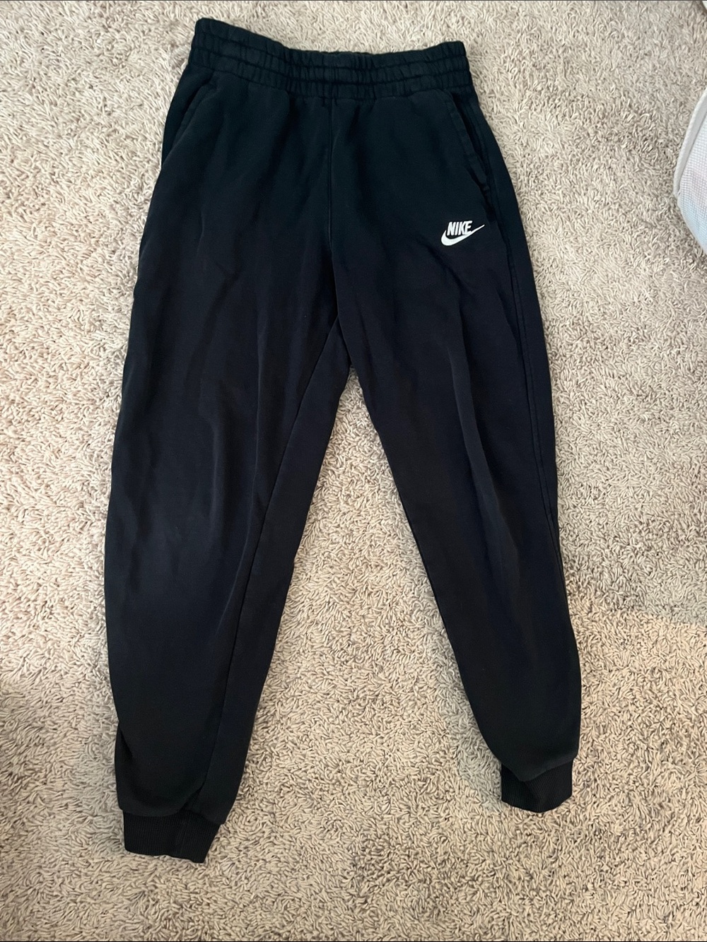 Nike Black Kids Jogger Sweatpants with White Logo